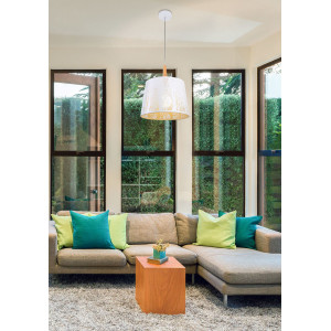Lustra Lantern 1xE27 metal/lemn alb Maytoni