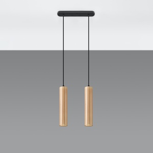 Lustra Lino 2xGU10 lemn natural wood tubular - Img 2