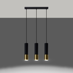 Lustra Loopez 3L 3xGU10 metal negru/auriu tubular - Img 3