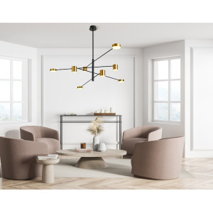 Lustra Remdal LED 36W 2700 lumeni metal/acril negru/auriu Italux