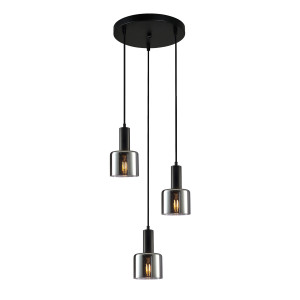 Lustra Santia 3xE27 metal/sticla negru/fumuriu Italux