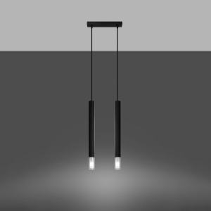 Lustra Wezyr 2xG9 metal/sticla negru tubular - Img 3