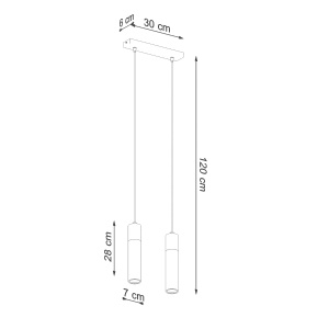 Lustra Zane 2xGU10 ciment/lemn gri tubular - Img 4