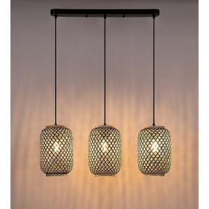 Pendul Adalla 3xE27 metal/ratan negru/multicolor Rabalux
