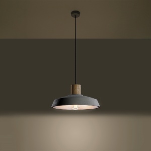 Pendul Afra 1xE27 ciment/lemn gri semicircular - Img 3