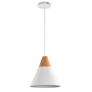 Pendul Bicones 1xE27 metal/lemn alb Maytoni