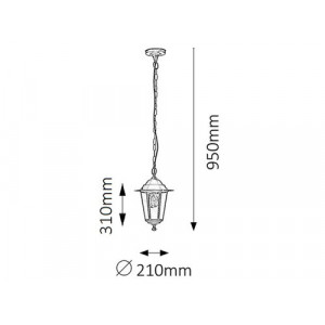 Pendul exterior Velence 1xE27 metal/sticla negru Rabalux