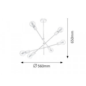 Pendul Lanny 6xE27 metal/acril negru Rabalux