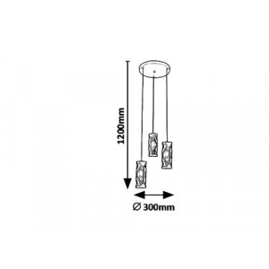 Pendul Oberon 3xE14 metal/sticla negru/fumuriu Rabalux