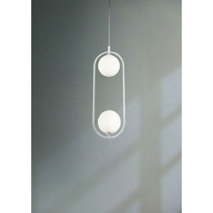 Pendul Ring 2xG9 metal/sticla alb Maytoni