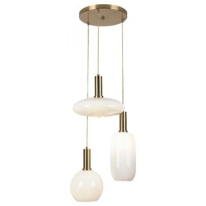 Pendul Sinopia 3xE27 metal/sticla auriu/alb Rabalux
