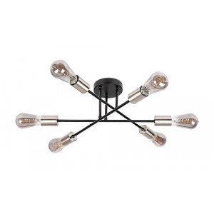 Plafoniera Branwen 6xE27 metal negru/nichel Rabalux