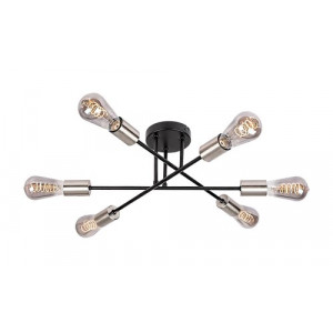Plafoniera Branwen 6xE27 metal negru/nichel Rabalux