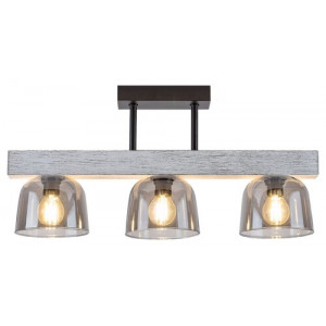 Plafoniera Cardamom 3xE14 metal/lemn/sticla gri/fumuriu Rabalux