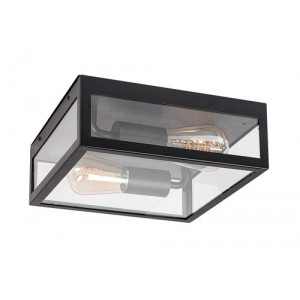 Plafoniera exterior Zaton 2xE27 metal/sticla negru/transparent Rabalux