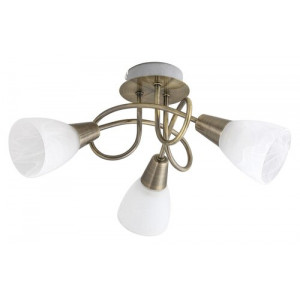 Plafoniera Jenna 3xE14 metal/sticla bronz antichizat/alb Rabalux