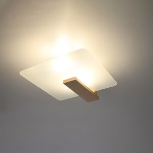 Plafoniera Lappo 2xE27 lemn/sticla natural wood patrat - Img 3