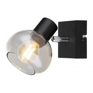 Spot bara Sullivan 1xE14 metal/sticla negru/fumuriu Rabalux