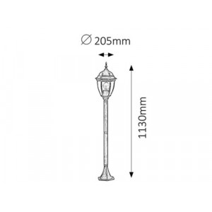Stalp exterior Toronto 1xE27 metal/sticla auriu antichizat Rabalux