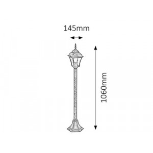 Stalp exterior Toscana 1xE27 metal/sticla auriu antichizat Rabalux