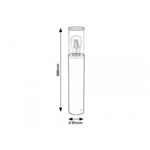 Stalp exterior Wellington LED max 1x60W metal/acril negru/transparent Rabalux