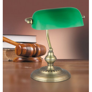 Veioza Bank 1xE27 metal/sticla bronz/verde Rabalux