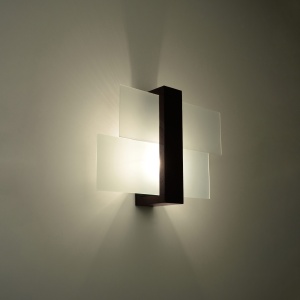 Aplica Feniks 1xE27 lemn/sticla wenge rectangular - Img 3