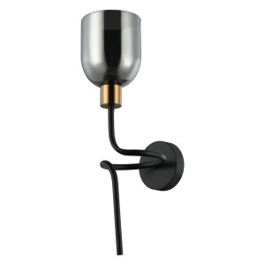 Aplica Servio 1xE14 metal/sticla negru/fumuriu Italux