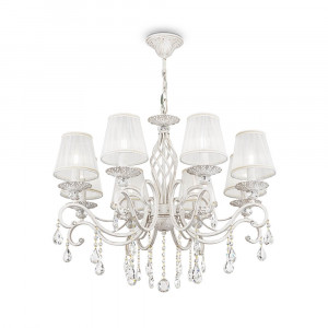 Candelabru 8xE14 Grace metal/textil/cristal alb/auriu Maytoni