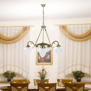 Candelabru Annabella 3+2xE27+E14 metal/sticla bronz/alb Rabalux