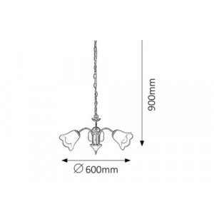 Candelabru Rafaella 3xE14 metal/sticla auriu/alb Rabalux