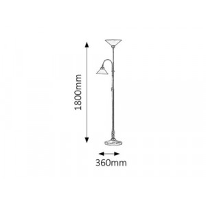 Lampadar Marian 2xE27 metal/sticla bronz/alb Rabalux