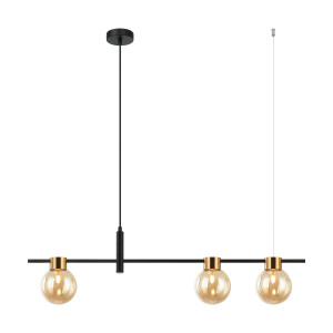 Lustra Bletter 3xG9 metal/sticla negru/chihlimbar Italux