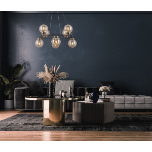Lustra Galvez 8xE14 metal/sticla negru mat/bronz antichizat Italux