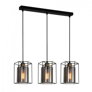 Lustra Kalula 3xE27 metal/sticla negru Italux