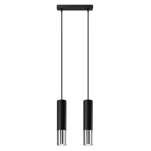 Lustra Loopez 2xGU10 metal negru/crom tubular