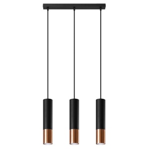 Lustra Loopez 3L 3xGU10 metal negru/cupru tubular