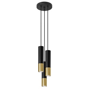 Lustra Loopez 3P 3xGU10 metal negru/auriu tubular