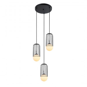 Lustra Matty 3xE27 metal/sticla negru Italux