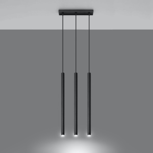 Lustra Pastelo 3xG9 metal negru tubular - Img 3