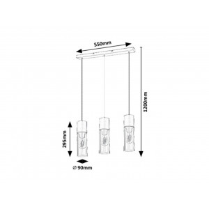 Lustra Ronno 3xE27 metal/sticla negru/fumuriu Rabalux