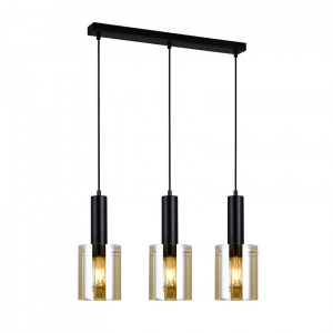 Lustra Sardo 3xE27 metal/sticla negru/transparent Italux
