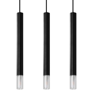 Lustra Wezyr 3xG9 metal/sticla negru tubular