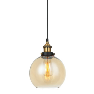 Pendul Cardena 1xE27 metal/sticla negru/auriu/transparent Italux