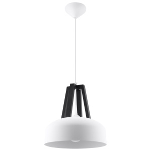 Pendul Casco 1xE27 metal/lemn alb/negru