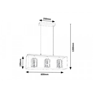 Pendul Chadwick 3xE27 metal/sticla negru/fumuriu Rabalux