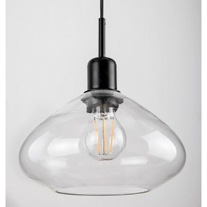 Pendul Dvora 3xE27 metal/sticla negru/fumuriu Rabalux