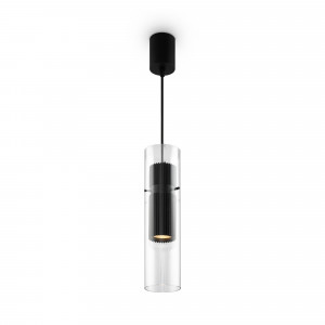 Pendul Dynamics 1xGU10 metal/sticla negru/transparent Maytoni