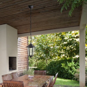 Pendul exterior Velence 1xE27 metal/sticla negru Rabalux