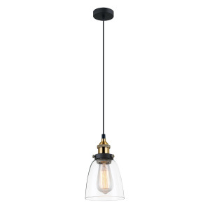 Pendul Francis 1xE27 metal/sticla negru/auriu Italux